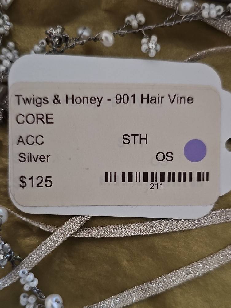 Twigs & Honey Silver Pearl Hair Vine By Myra Callan — image 5 of 5